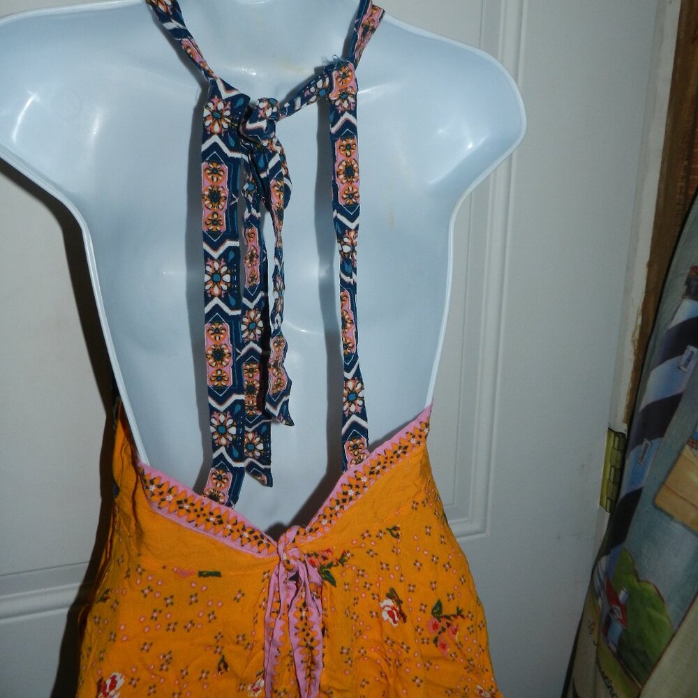 Free People New Wave Yellow💐Floral Halter 🌸Top M MSRP $108 Boho🆕📦⌚🏃💨⚡🚚 - Picture 10 of 16